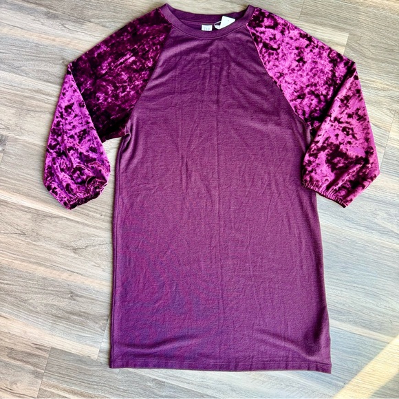 NWT GAP Velvet Sleeve Knit Dress Women’s Small – Vamp Red Long Sleeve Shift - Picture 2 of 14